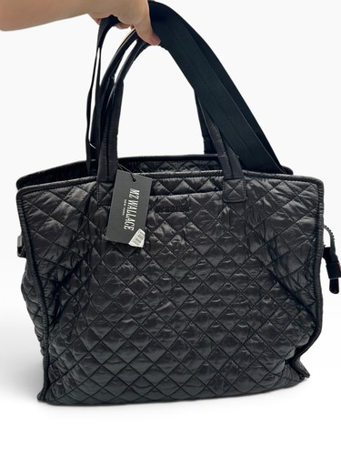 MZ Wallace Black Metro Box Tote Large Quilted Nylon Handbag With Dust Bag