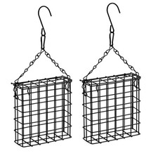 Shitailu 2Pcs Suet Bird Feeders, Outdoor Garden Cages for Outside Black