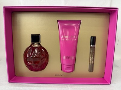 ROSE PASSION by Jimmy Choo | Women's 3 Gift Set: 3.3+0.25 Oz EDP+3.3 Oz B.Lotion