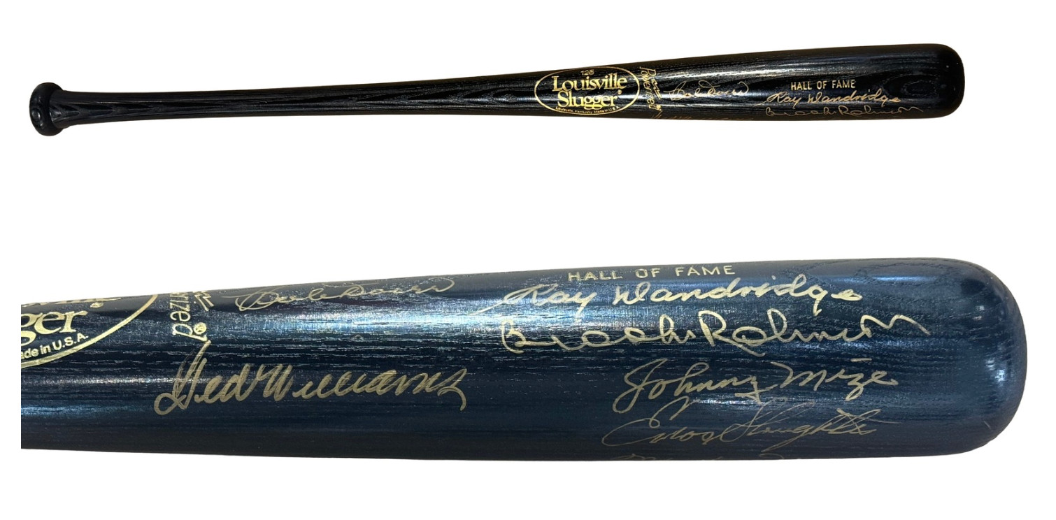 Ted Williams signed HOF louisville bat 6 autograph Brooks Robinson PSA DNA LOA
