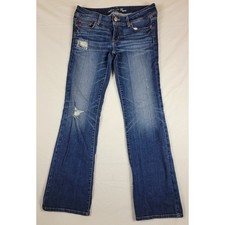 American Eagle Slim Boot Jeans Womens 8 Regular Medium Wash Distressed Stretch