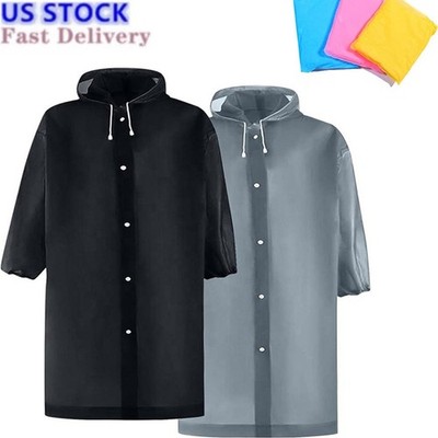 Men/Women Waterproof Long Raincoat Rain Coat Hooded Trench Jacket Outdoor Hiking