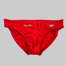 Personalizable Pool Boy Custom Embroidery Mens Red swim brief bikini swimwear