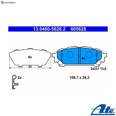 BREMSBELAGSATZ SCHEIBENBREMSE 13.0460-5628.2 FÜR SUBARU EJ25DEJ255 2.5L 4cyl