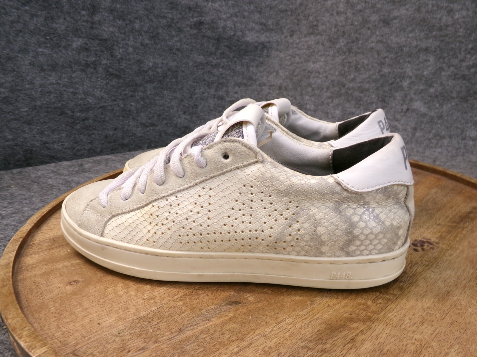 P448 John Embossed Leather Snake Python Suede Sne… - image 4