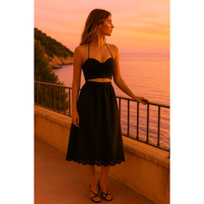 Zimmerman Iris Picnic Dress 100% Linen in Black Size 1 NWT $795