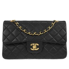 Chanel Black Lambskin Small Classic Double Flap Shoulder Bag 154960