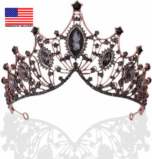 Halloween Black Tiaras and Crowns Baroque Crystal Queen Crowns for Costume Festi