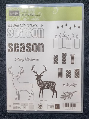 Brand NEW Stampin' Up: Merry Patterns Christmas Reindeer Candles Cling Stamp