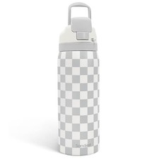 Checkered Insulated Stainless Steel Water Bottle Straw Sports Travel 32oz Grey