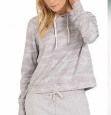 Vuori Halo Essential Hoodie Women Size Small Gray Camo Hooded Soft Dreamknit