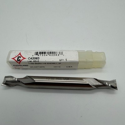 Cleveland End Mill Industrial 11/32 Silver HSS Double End 2 Flute C42063