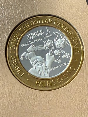 PALMS CASINO LAS VEGAS NV $10 CASINO STRIKE .999 SILVER JINGLE CHRISTMAS 2005