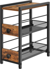 3-Tier Spice Rack, 15 Cm Narrow Kitchen Countertop Storage Shelf with 2 Drawers,