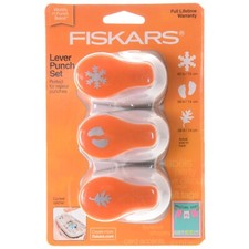 Fiskars 3 Piece Value Pack Small Lever Punch Set Snowflake Feet Leaf