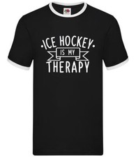 Ice Hockey Is My Therapy - Mens Ringer - Player Puck Icehockey Funny Love