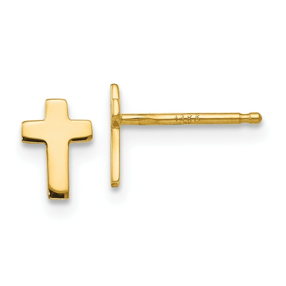 Polished Cross Stud Post Sterling Silver Earrings 9mm x 7mm Polished Cross Stud Post Sterling Silver Earrings 9mm x 7mm
