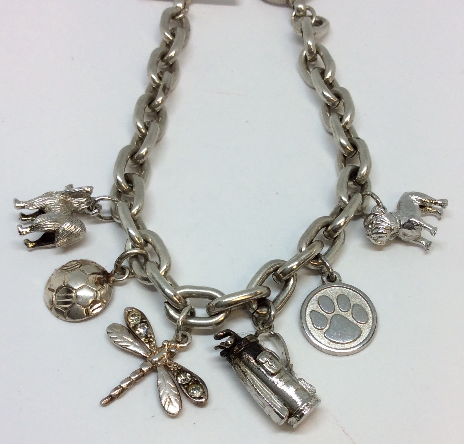 Sterling Silver Toggle Charm Bracelet 8" Length eBay