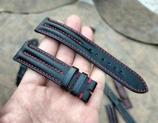 Genuine Cowhide Leather Watch Strap Band 18 19 20 21 22 23 24 26mm, Black