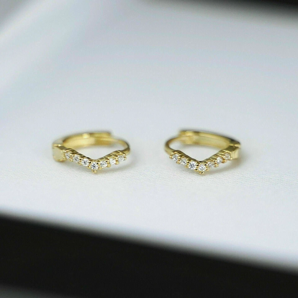 Argento Sterling 8mm Cerchio Pavé Zirconia Cubica Semplice Forcella Stretto Lobo - Immagine 3 di 4