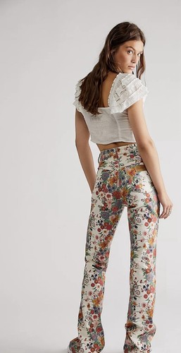 Free People x Wrangler Westward High-Rise Flare Jeans in Flora Sz W26 L34 - Picture 2 of 18