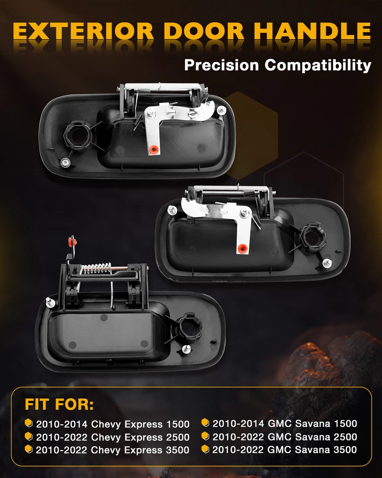 3PCS Exterior Door Handle Set For 10-22 Chevy Express GMC Savana 1500 2500 3500 - Imagem 2 de 4