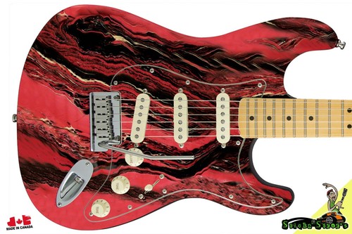 Guitar Skin Wrap Axe Reface - 80er rot schwarz Bowlingkugel Marmor 183 - Bild 15 von 71
