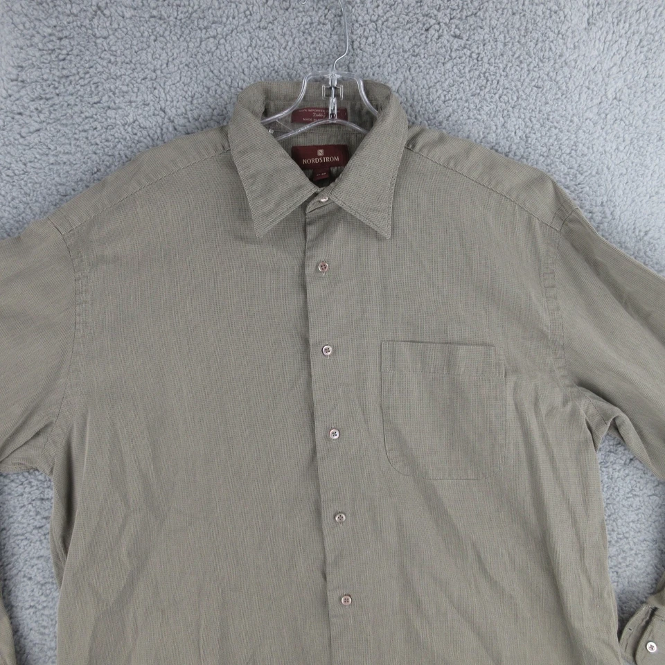Camisa de vestir Nordstrom para hombre 17-35 beige algodón preppy manga larga con botones Foto 3 de 4