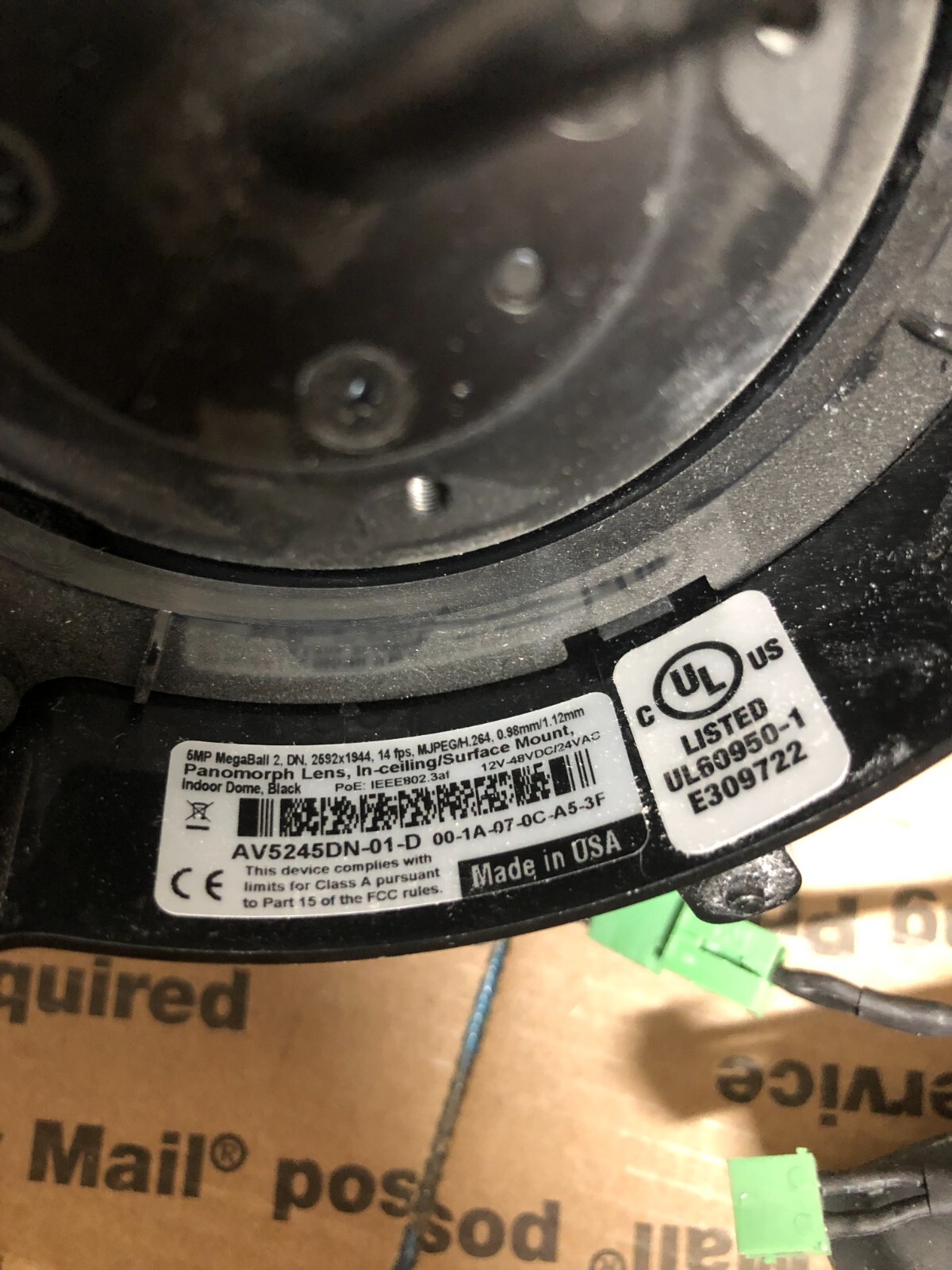 Arecont Vision AV5245dn-01-d *MISSING OUTER PLASTIC COVER*