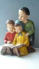 Achatit Figur 3 Kinder Handarbeit Gr.27x22x13cm-Vintage