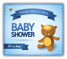 Baby Shower Teddy Bear It's A Boy Car Bumper Sticker Decal 5" x 4"