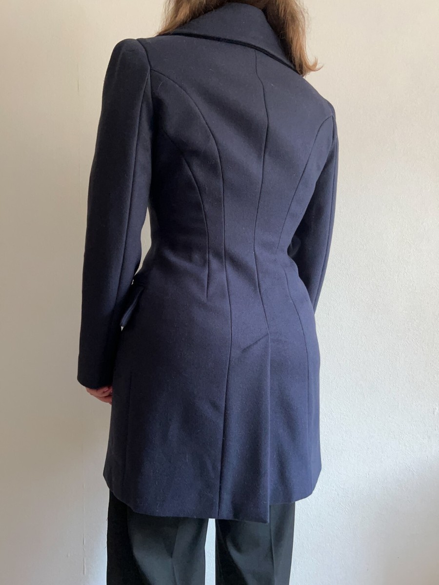 Alexander McQueen Women's Navy Wool Cashmere Coat Double-Breasted