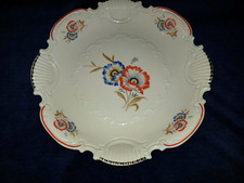 Schale - Prunkteller - Blüten-dekor - Goldrand ~ Signiert R. Reichenbach DDR
