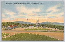 Whitcomb Summit Highest point Mohawk Trail Massachusetts Linen Unposted Postcard