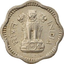 [#916678] Coin, INDIA-REPUBLIC, 10 Naye Paise, 1959, EF(40-45), Copper-nickel, K