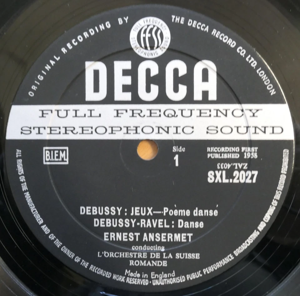 SXL 2027 ED1 Dukas La Peri Debussy Jeux Ansermet Decca 1st WBg BBB 1E 1E - Image 2 of 4