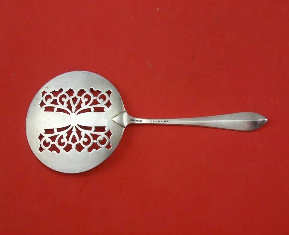 Servidor de tomate antiguo en punta de Dominick and Haff de plata esterlina con mariposa Foto 2 de 3