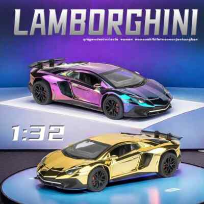 1:32 Lamborghini SVJ LP750  Alloy Car Model Diecast Toy Vehicle Sound Light