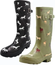 Norty Women's Hurricane Rain Boots - Glossy Matte Waterproof Hi-Calf Rainboots