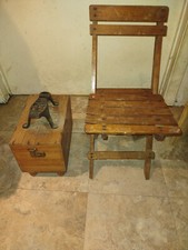Antique Handmade Wood Shoe Shine Chair and Box with original accessories. Nice