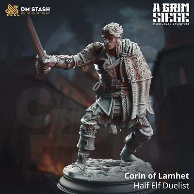 Elf Sword Fighter Tabletop Miniature   Half Elf Corin | Qumi