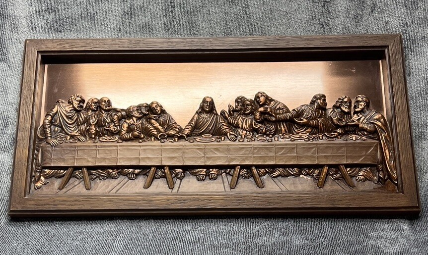 Vintage Coppercraft Guild Last Supper 3D Art Plaque Wall Hanging Faith