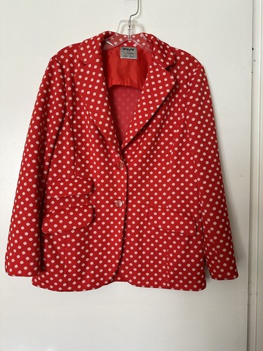 Vintage Bleyle for Hooper rot weiß gepunktet Blazer Größe 14 Germany
