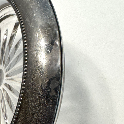 Vintage Frank Whiting Sterling Silver Rim Starburst Glass Wine Bottle Coaster - Picture 4 of 15