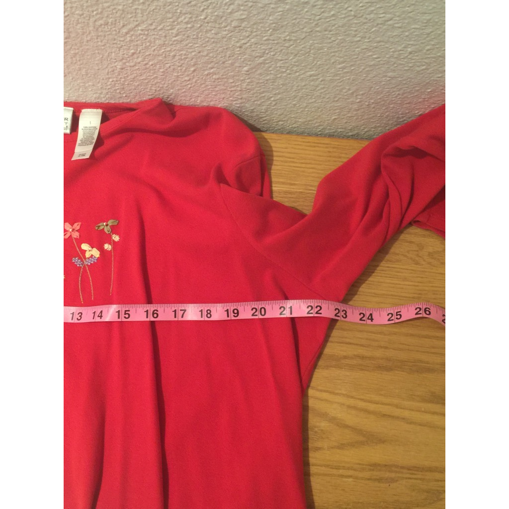 Robe Ou Haut Liz Claiborne Villager Sport - Manches Longues - Taille M - Rouge Et Marine - 100% Coton - Occasion Très Bon État