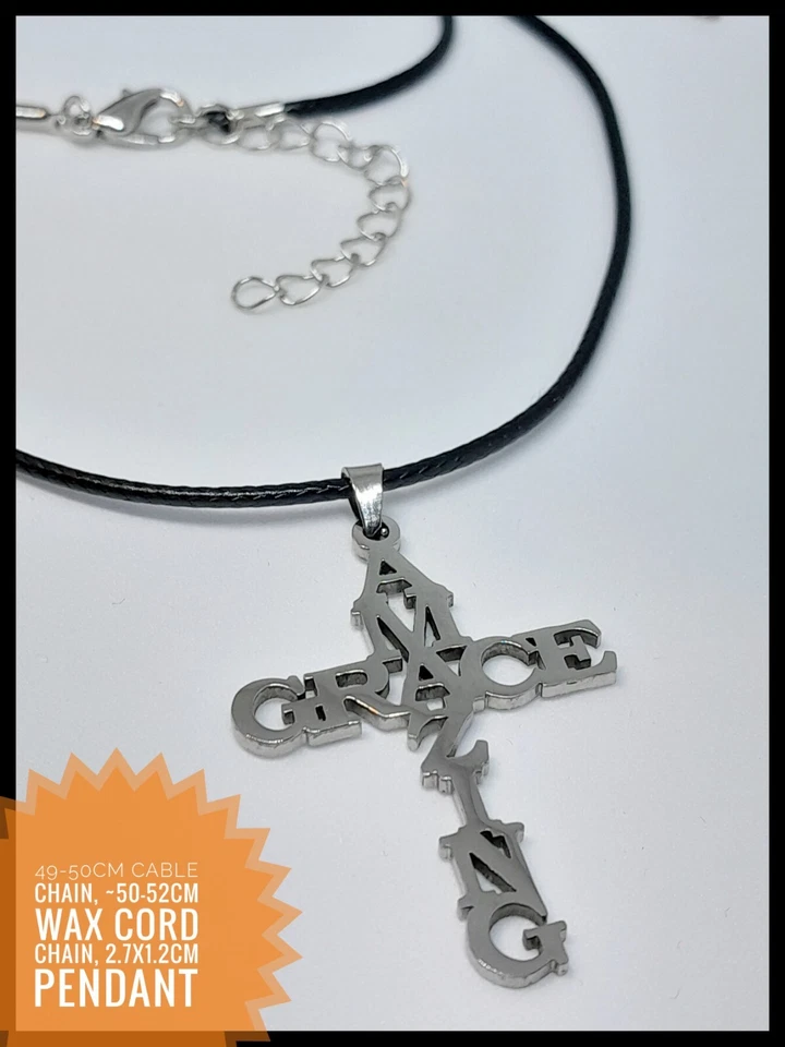 Amazing Grace Pendant Necklace Set +2 Chains +bag +cleaning cloth +Prayer Guide — 第 3/4 张图片