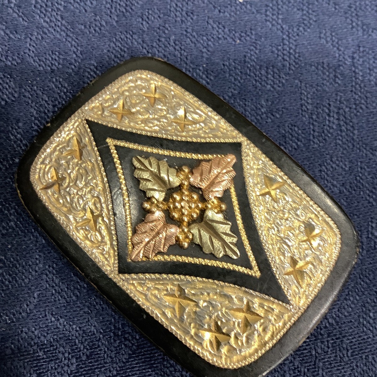 Black Hills Gold Lazy K 10K Gold Trim Oval Belt Buckle with Black Hills Gold Lazy K 10K Gold Trim Oval Belt Buckle with