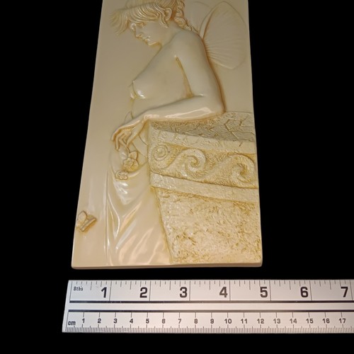 Fairy Greek Goddess Wall Plaque Woman Partial Nude Cream Beige Color 10" X 5" - Picture 7 of 8