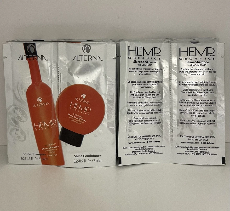 Champú y acondicionador de brillo Alterna Hemp Organics paquetes de muestra de 0,25 oz Foto 2 de 4