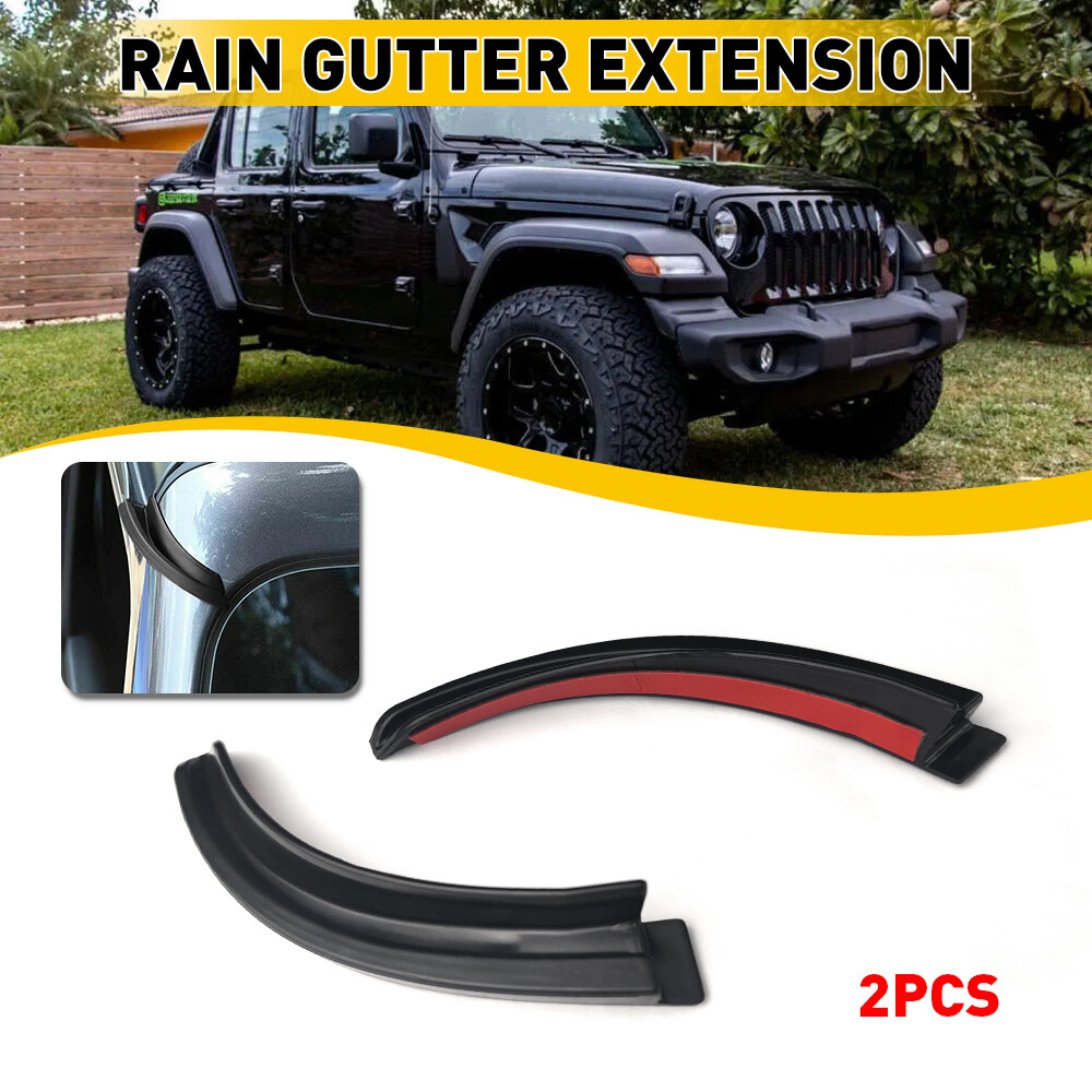 Black ABS Rain Diverter Guard for 2018-2021 Jeep Wrangler JL Replacement